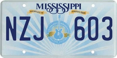 MS license plate NZJ603