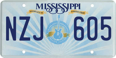 MS license plate NZJ605