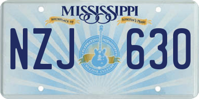 MS license plate NZJ630