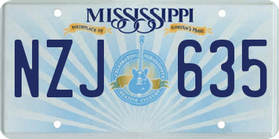 MS license plate NZJ635