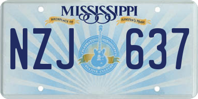 MS license plate NZJ637