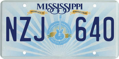 MS license plate NZJ640