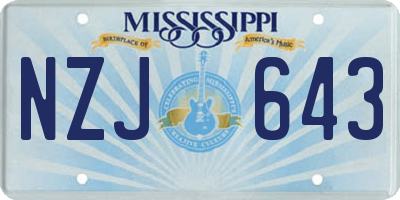 MS license plate NZJ643