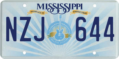 MS license plate NZJ644