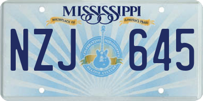 MS license plate NZJ645
