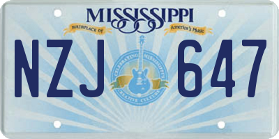 MS license plate NZJ647
