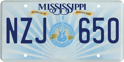 MS license plate NZJ650