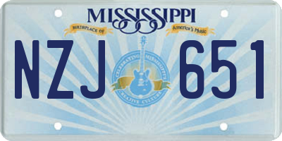 MS license plate NZJ651