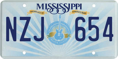 MS license plate NZJ654