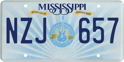 MS license plate NZJ657