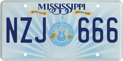 MS license plate NZJ666