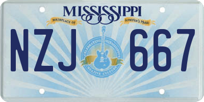 MS license plate NZJ667