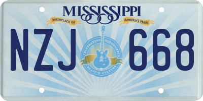 MS license plate NZJ668