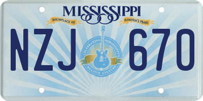 MS license plate NZJ670