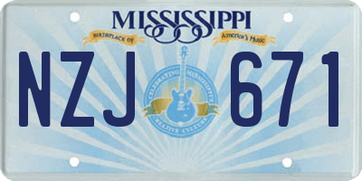 MS license plate NZJ671