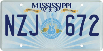 MS license plate NZJ672
