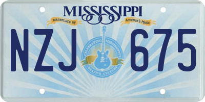MS license plate NZJ675
