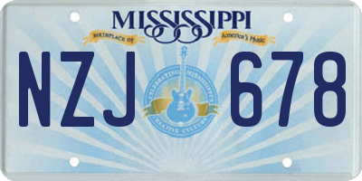 MS license plate NZJ678