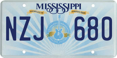MS license plate NZJ680