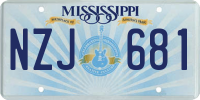MS license plate NZJ681