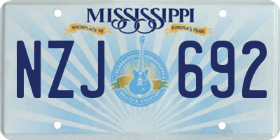 MS license plate NZJ692