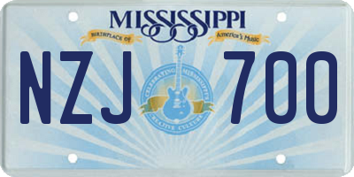 MS license plate NZJ700