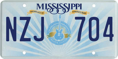 MS license plate NZJ704