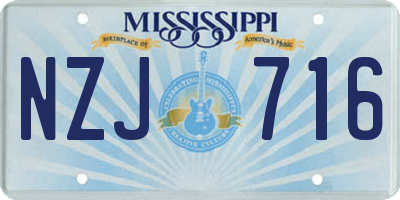 MS license plate NZJ716