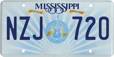 MS license plate NZJ720