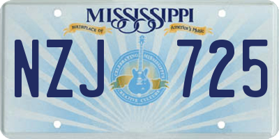MS license plate NZJ725