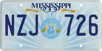 MS license plate NZJ726
