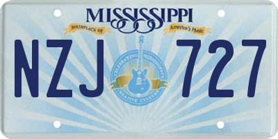 MS license plate NZJ727