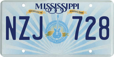 MS license plate NZJ728