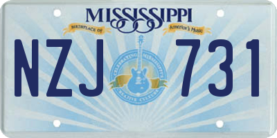 MS license plate NZJ731