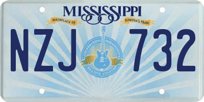 MS license plate NZJ732