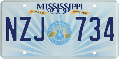 MS license plate NZJ734
