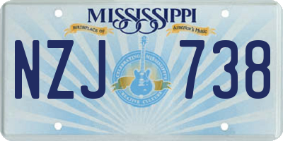 MS license plate NZJ738