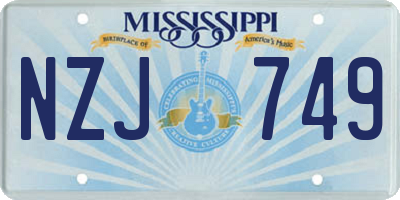 MS license plate NZJ749