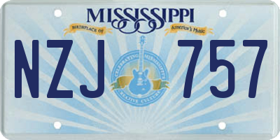 MS license plate NZJ757