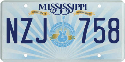 MS license plate NZJ758