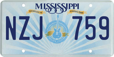 MS license plate NZJ759