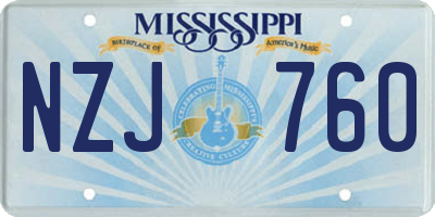 MS license plate NZJ760