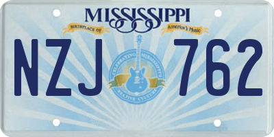 MS license plate NZJ762