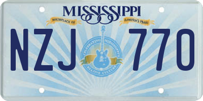 MS license plate NZJ770