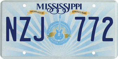 MS license plate NZJ772