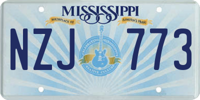 MS license plate NZJ773