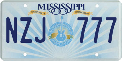 MS license plate NZJ777