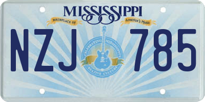 MS license plate NZJ785