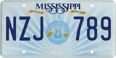 MS license plate NZJ789