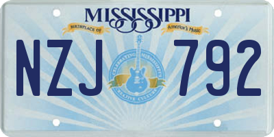 MS license plate NZJ792